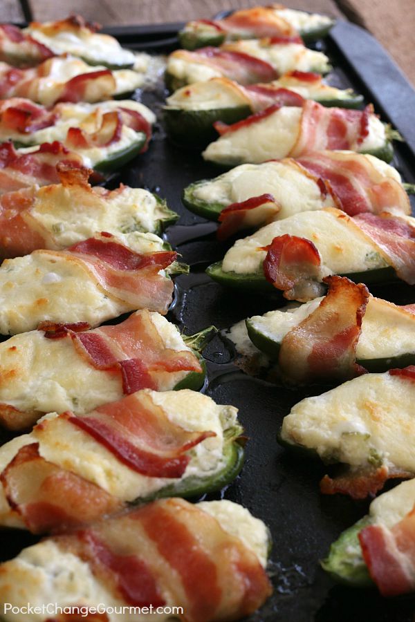 Jalapeno Poppers with Bacon - the perfect appetizer for parties, football tailgating, holidays and more! Whip up these delicious poppers with just a few ingredients.