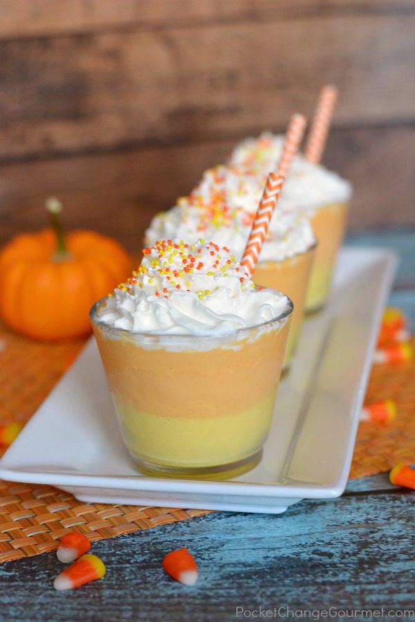 These fun Candy Corn Slushies with Ice Cream only take a few simple ingredients! They are perfect for a Halloween Party or even a treat for the kids after Trick-or-Treating! AND the adults will love them too! 