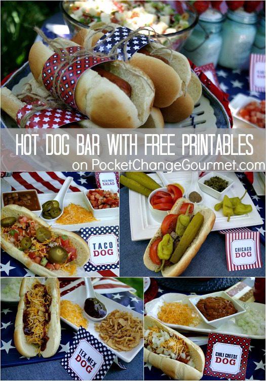 Hot Dog Bar with FREE Printables from PocketChangeGourmet.com