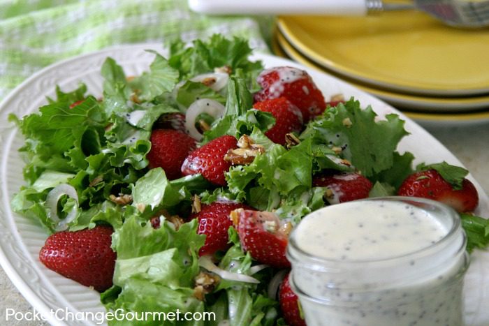 Strawberry Salad with Poppy Seed Dressing | Recipe on PocketChangeGourmet.com