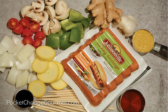 Ingredients for Turkey Cheddar Sausage Kabobs
