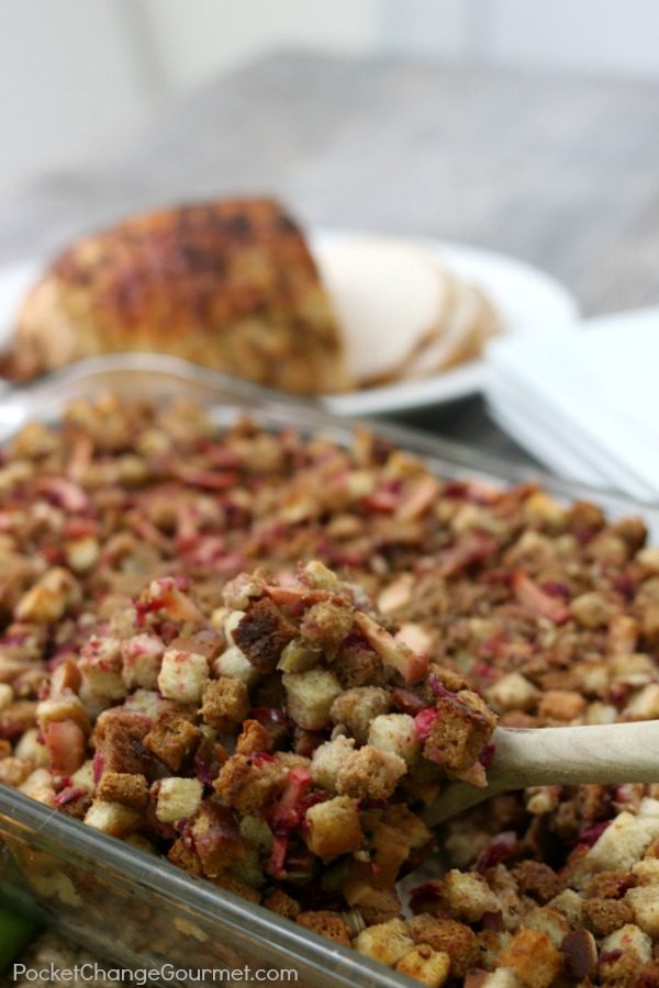 STUFFING RECIPE -- Fresh fruit and herbs fill these ordinary stuffing recipe with LOTS of flavor!