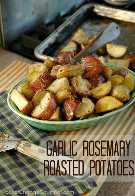 Garlic Rosemary Roasted Potatoes | Recipe on PocketChangeGourmet.com