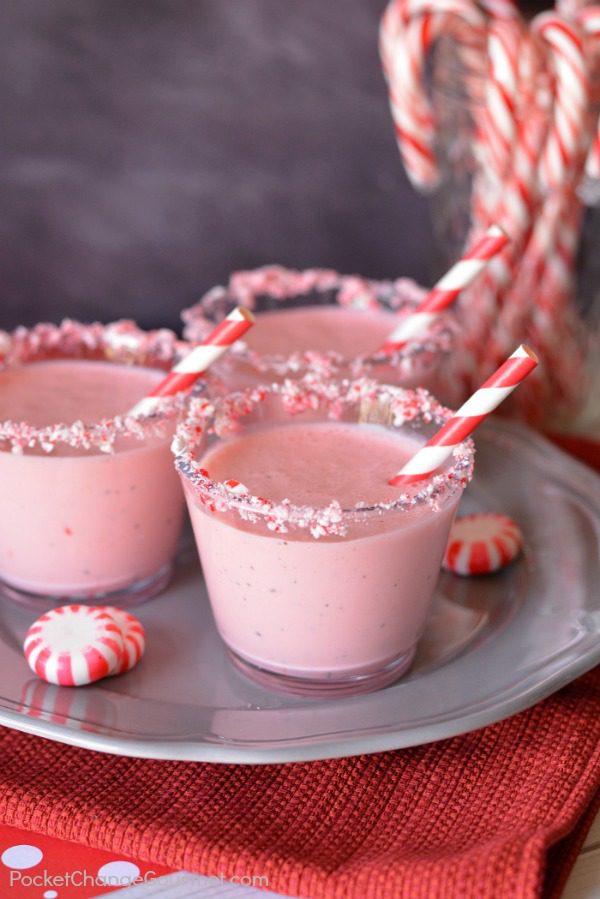 With only 3 ingredients you can make this festive Peppermint Punch! Keep it simple for the kids or add a little Peppermint Schnapps for the adults! Rim the glasses with crushed peppermint to add a fun a festive touch to this Christmas Drink Recipe!!