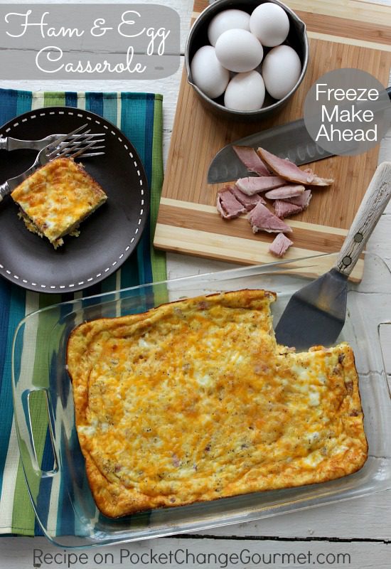 Ham and Egg Casserole -- A great make ahead recipe for breakfast or dinner! Pin to your Recipe Board!