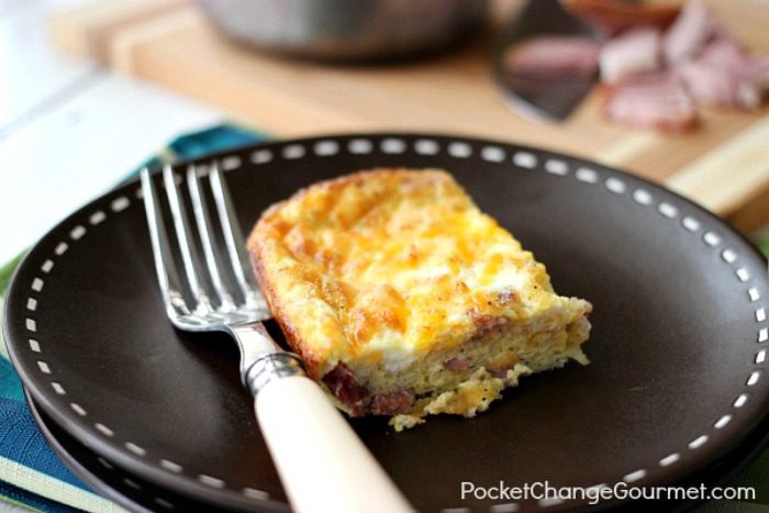 Ham and Egg Casserole | Perfect Make Ahead Casserole to use up Leftover Ham | Recipe on PocketChangeGourmet.com