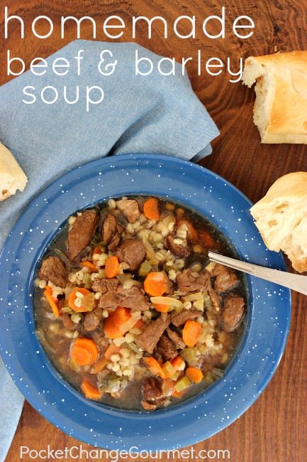 Homemade Beef and Barley Soup :: Recipe on PocketChangeGourmet.com