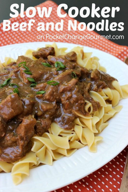 Slow Cooker Beef and Noodles --  5 minutes times and ONLY 4 ingredients! Pin to your Recipe Board!