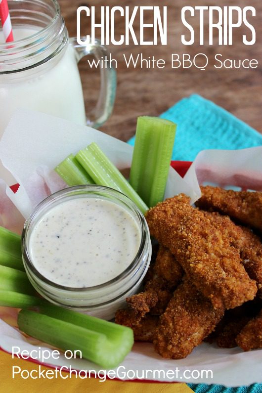Chicken Strips with White BBQ Sauce :: Recipe on PocketChangeGourmet.com