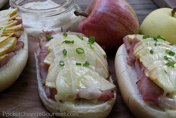 Ham, Apple & Cheddar Sandwiches :: Recipe on PocketChangeGourmet.com