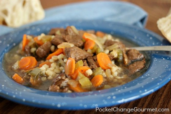 Homemade Beef and Barley Soup :: Recipe on PocketChangeGourmet.com