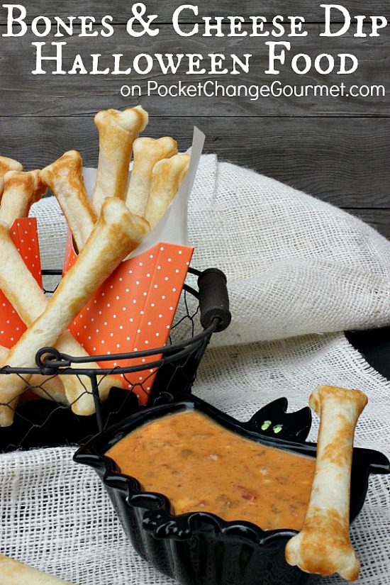 Fun Halloween Food Ideas: Bones and Cheese Dip. Add a little adventure to your next Halloween party, the kids will love this. Pin for later to your Halloween board.