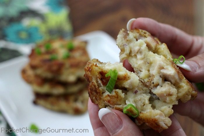 Mashed Potato & Stuffing  Patties | Thanksgiving Leftovers | Recipe on PocketChangeGourmet.com