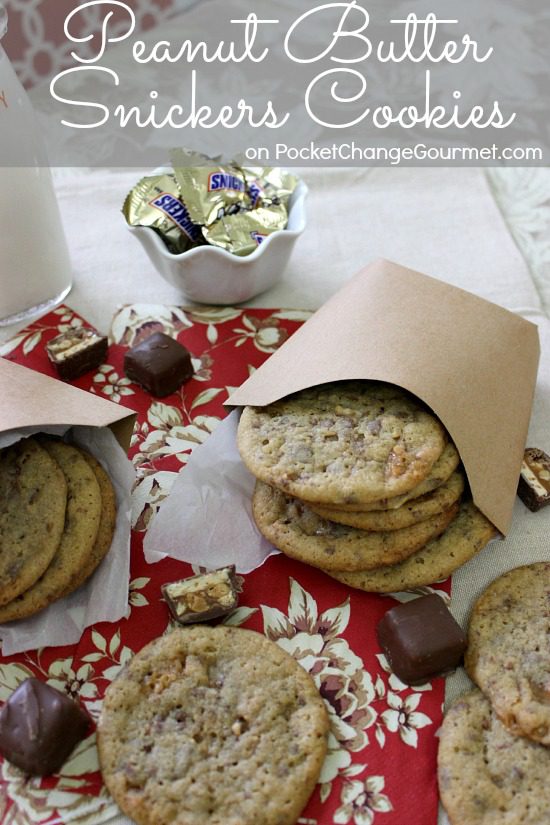 Peanut Butter Snickers Cookies | Recipe on PocketChangeGourmet.com