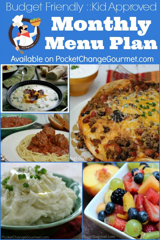 Monthly Menu Plan | Budget Friendly :: Kid Approved | Available on PocketChangeGourmet.com
