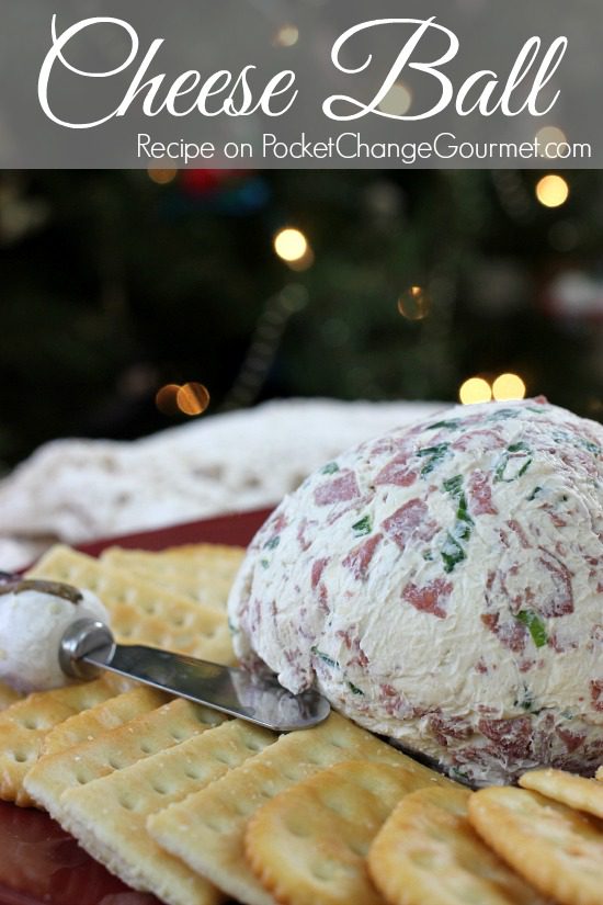 cheese ball on plate with crackers