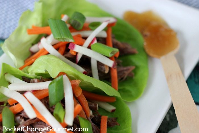 Shredded Beef Lettuce Wraps | Recipe on PocketChangeGourmet.com