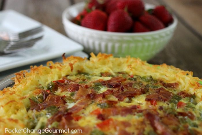 Breakfast Pie with Hashbrown Crust | Recipe on PocketChangeGourmet.com