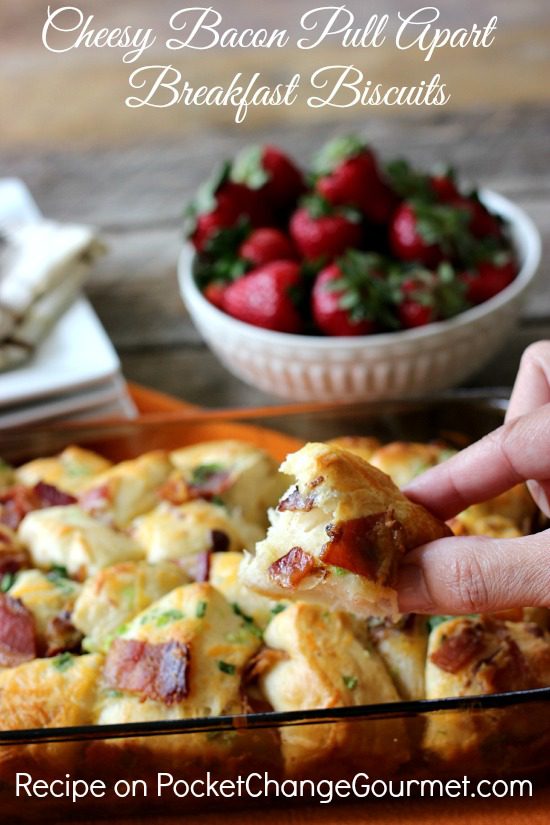 Cheesy Bacon Pull Apart Breakfast Biscuits | Recipe on PocketChangeGourmet.com