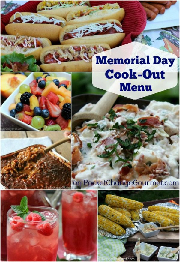 Burgers, Hot Dogs, Potato Salad, Dessert, Drinks and more for your Memorial Day Cook Out! Serve delicious, budget friendly recipes at your next cook out! Be sure to save the recipes by pinning to your Recipe Board!