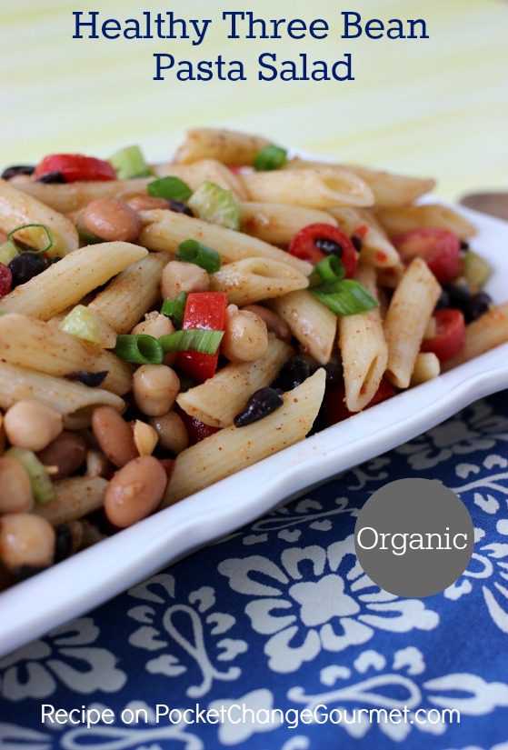 Healthy Three Bean Pasta Salad | Recipe on PocketChangeGourmet.com