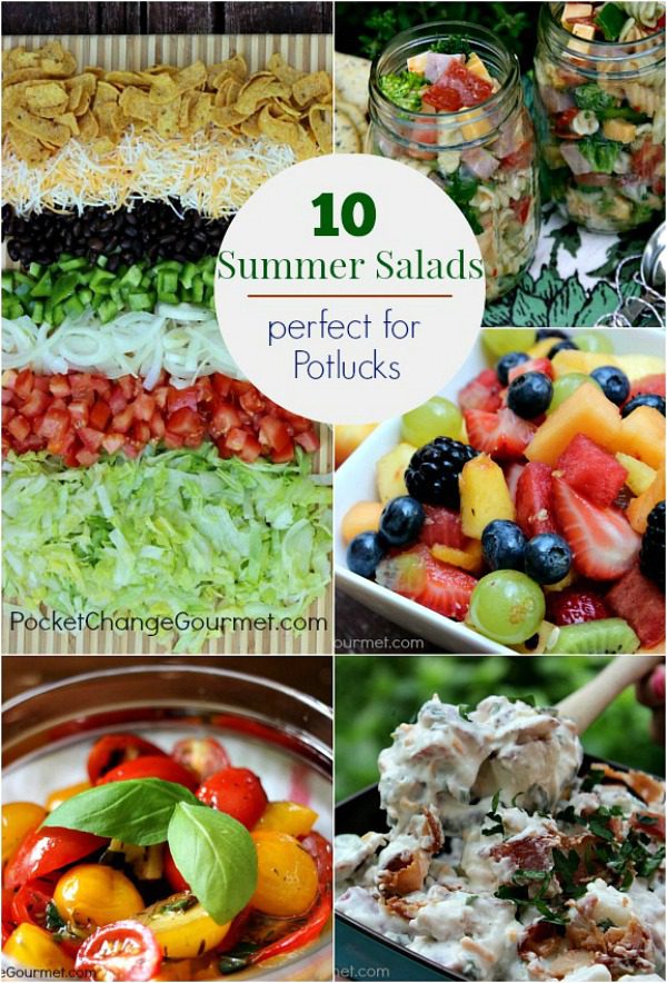 Perfect for Potlucks, Cookouts at home or evening Weeknight Family Dinners - these Summer Salad Recipes are sure to please everyone! Click on the Photo to grab the Recipes!