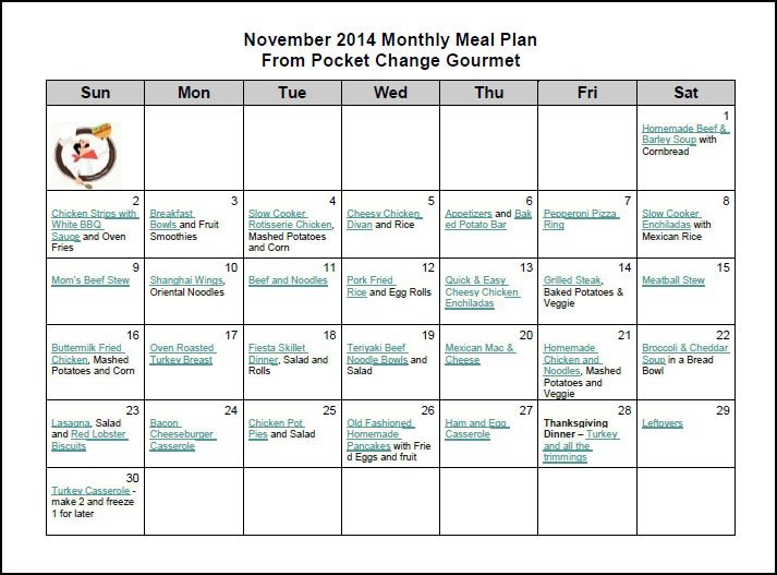 November 2014 Meal Plan