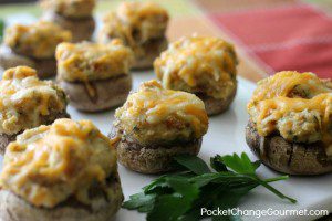 Perfect for the Holiday Season! Serve these Herb and Cheese Stuffed Mushrooms! They are delicious and easy to make! Pin to your Recipe Board!