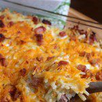Perfect for brunch or dinner! Whip up this Hashbrown Casserole in minutes! Add leftover Ham, or even Sausage or Bacon! Make Ahead Recipe! Pin to your Recipe Board!