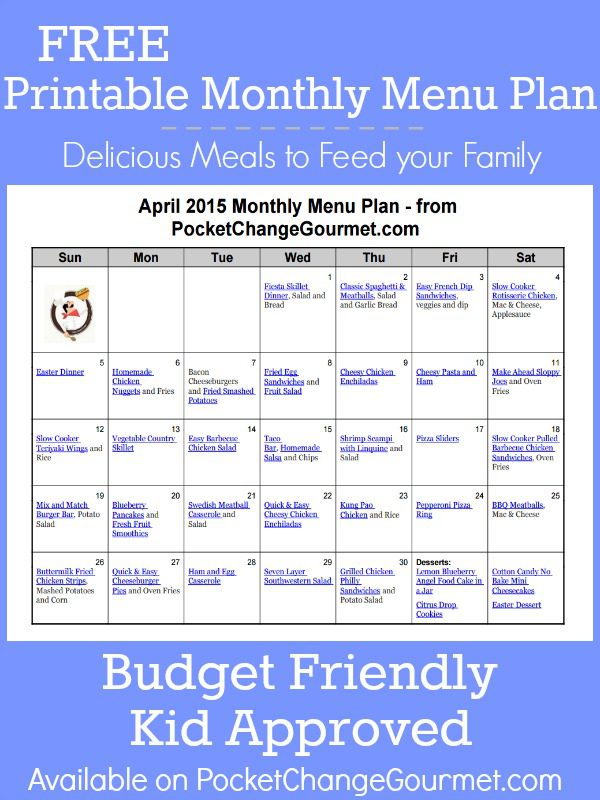 Delicious meals to feed your family in the March Monthly Menu Plan! Budget friendly meal plan - Kid approved! Pin to your Recipe Board!