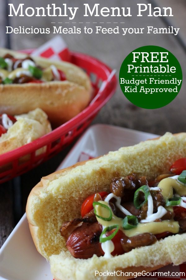 Delicious meals to feed your family in the June Monthly Meal Plan! Budget friendly menu plan - Kid approved! Pin to your Recipe Board!