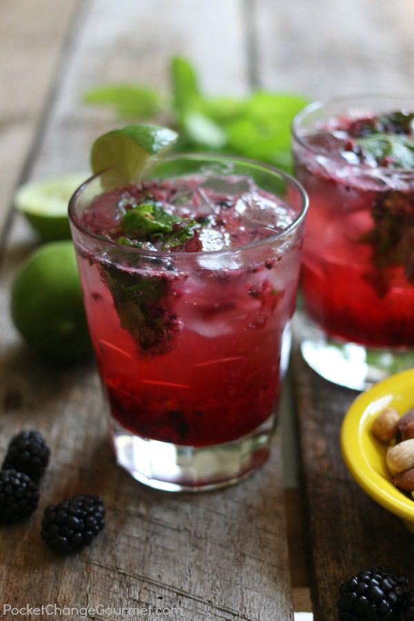 Blackberry Mojito - put your own twist on your cocktails to enjoy at home, with friends for dinner or even a party! Easy to make and SO delicious! Click on the photo for the recipe!