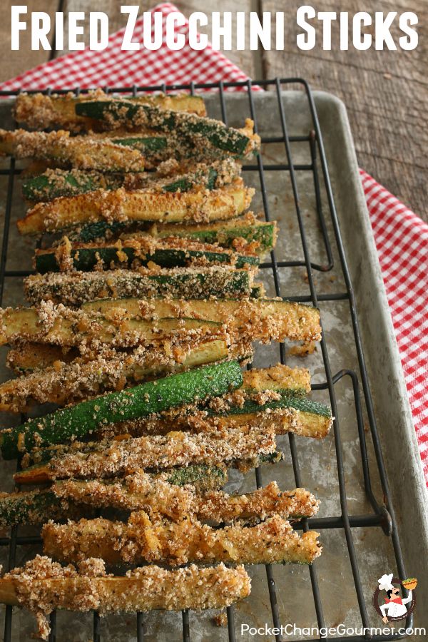 Fried Zucchini Sticks - ready in minutes, coated with gluten-free bread crumbs, parmesan and spices that make them healthier than you think! You can fry or try roasted zucchini sticks for a change of pace. Click on the Photo for the Recipe!