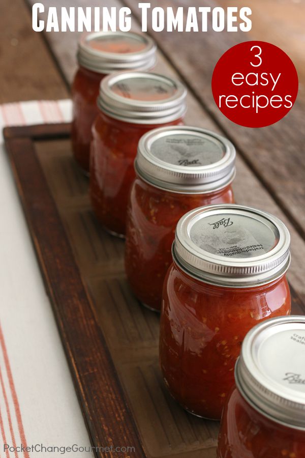 Canning Tomatoes are one of the easiest vegetables to can! These 3 easy Canning Tomatoes Recipes are perfect to use all Winter long! Click on the Photo for ALL 3 recipes!