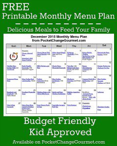 Delicious meals to feed your family in the Printable December Monthly Meal Plan! Budget friendly menu plan - Kid approved! Print out your FREE copy today!