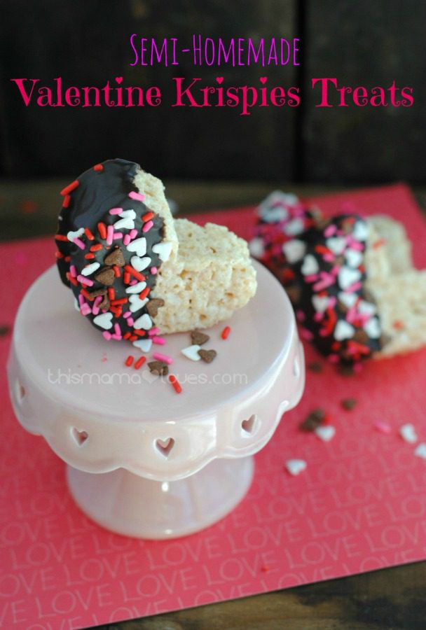 Semi Homemade Valentine Krispies Treats from This Mama Loves