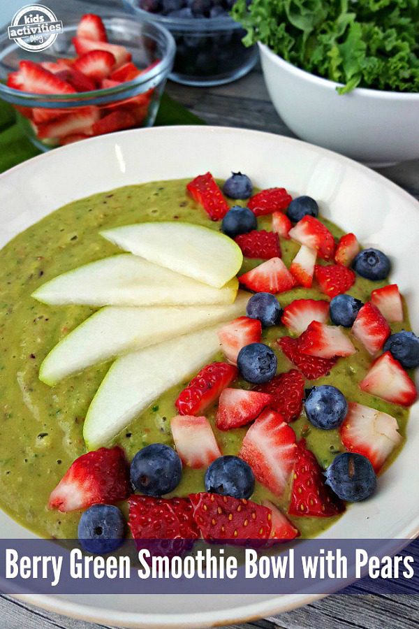 Berry Green Smoothie Bowl from Kids Activities Blog.