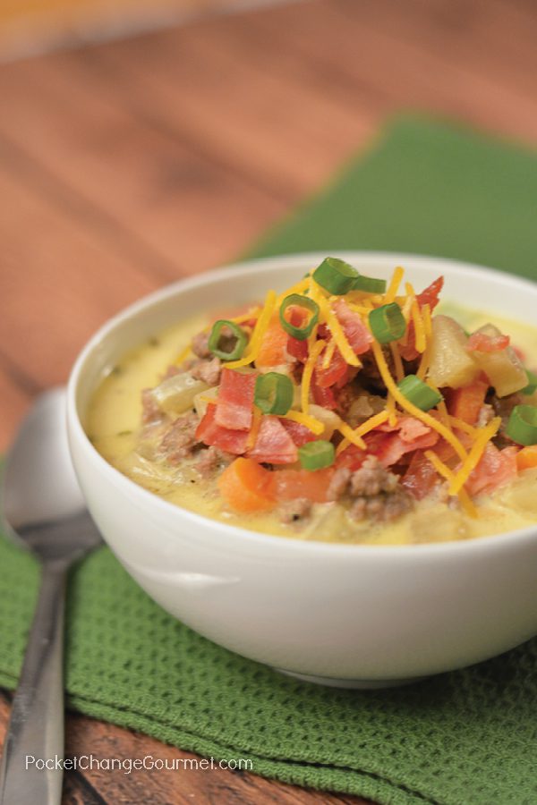Warm up with this All American Cheeseburger Soup! A simple recipe that will WOW your family!