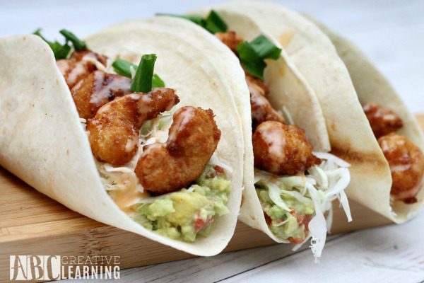 Sweet and Spicy Guacamole Shrimp Tacos from ABC Creative Learning