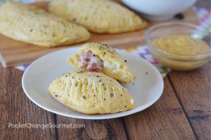 These quick and easy Ham and Cheese Pockets are a great way to use up leftover ham! Or grab ham at the deli and create a quick lunch that the whole family will love!