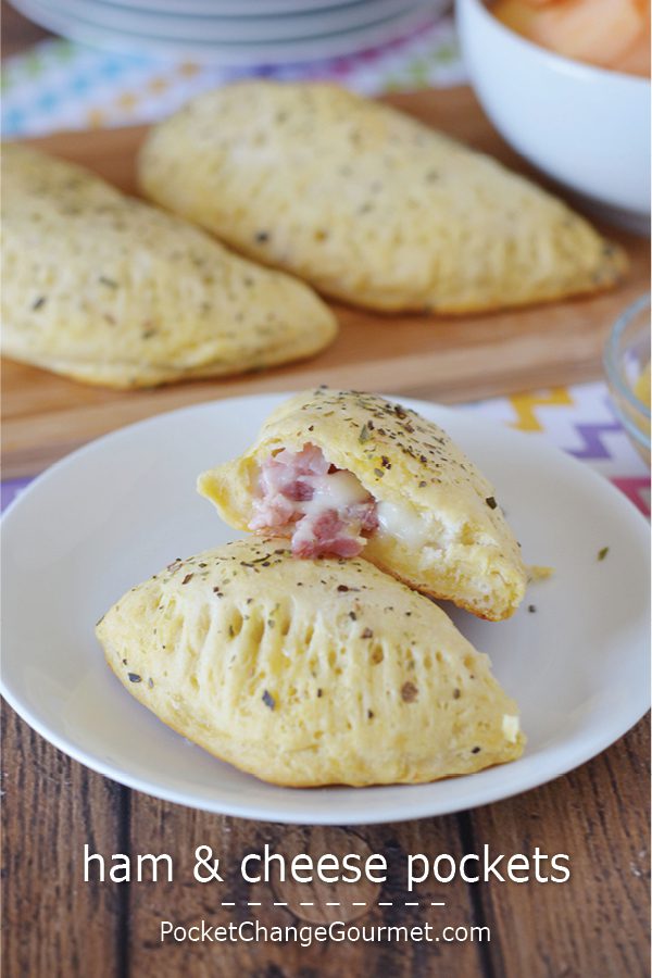 These quick and easy Ham and Cheese Pockets are a great way to use up leftover ham! Or grab ham at the deli and create a quick lunch that the whole family will love!