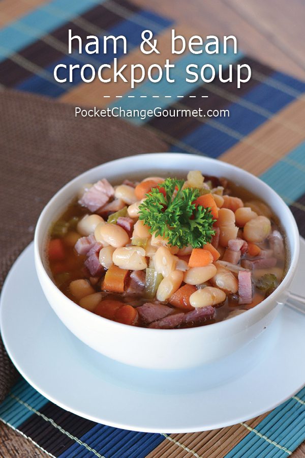 Use up your leftover ham with this delicious Ham and Bean Crockpot Soup! It's goes together in a snap and will have the whole family asking for seconds!