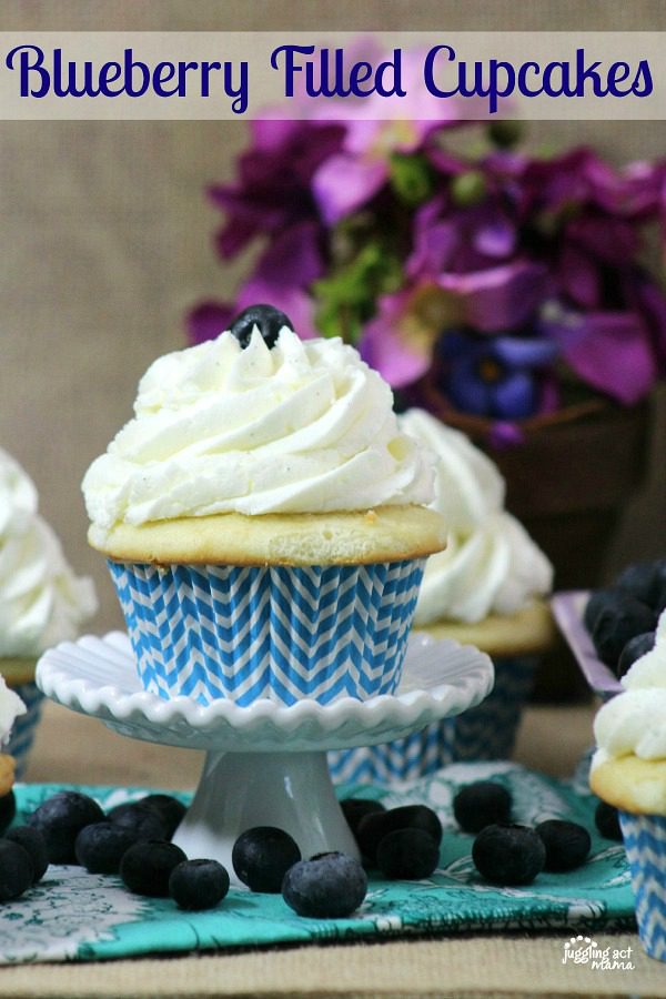 Blueberry Filled Cupcakes from Juggling Act Mama