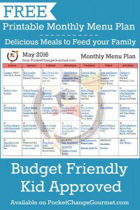 Delicious meals to feed your family in the Printable May Monthly Menu Plan! Budget friendly meal plan - Kid approved! Print out your FREE copy today!