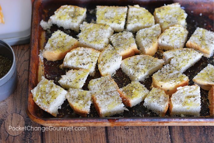 Homemade Croutons for Salad on a Stick