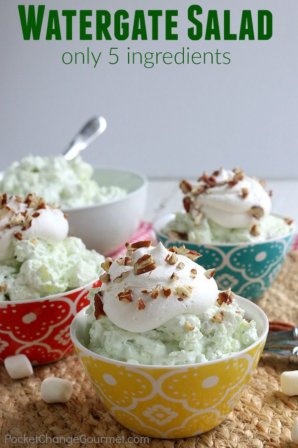 How to Make Watergate Salad -- ONLY 5 ingredients are all you need for this fluff, salad that doubles as a dessert! 