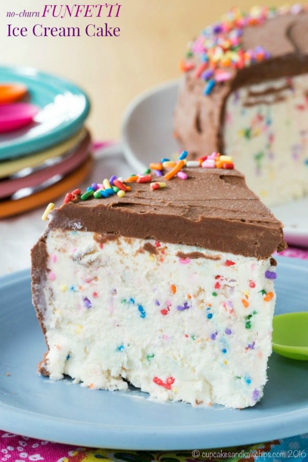 No Churn Funfetti Ice Cream Cake from Cupcakes and Kalechips
