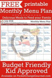 Delicious meals to feed your family in the Printable July Monthly Menu Plan! Budget friendly meal plan - Kid approved! Print out your FREE copy today!