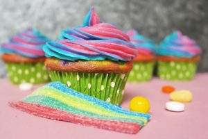 Somewhere Over the Rainbow Candy Cupcakes from Thinking Outside the Sandbox