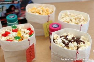 POPCORN BAR -- Kids of ALL ages will love this easy to serve Popcorn Bar! Grab the games - it's time for GAME NIGHT! Flavored salts and Candy in a variety of flavors!